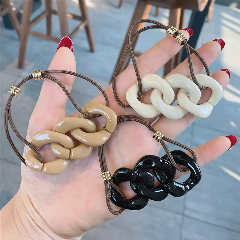 

Fashion Sweet Twist Chain Hair Ties Accessories Geometric Eslatic Hair Rubber Bands Scrunchies Ponytail Holder For Women Girls