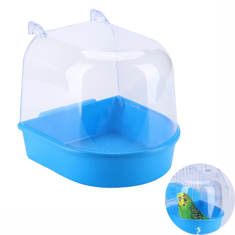 

Plastic Bird Bath Box Parakeet Hanging Cage Accessories Parrot Bathtub Small Animals Shower Tub Pet Cleaning Grooming Supplies