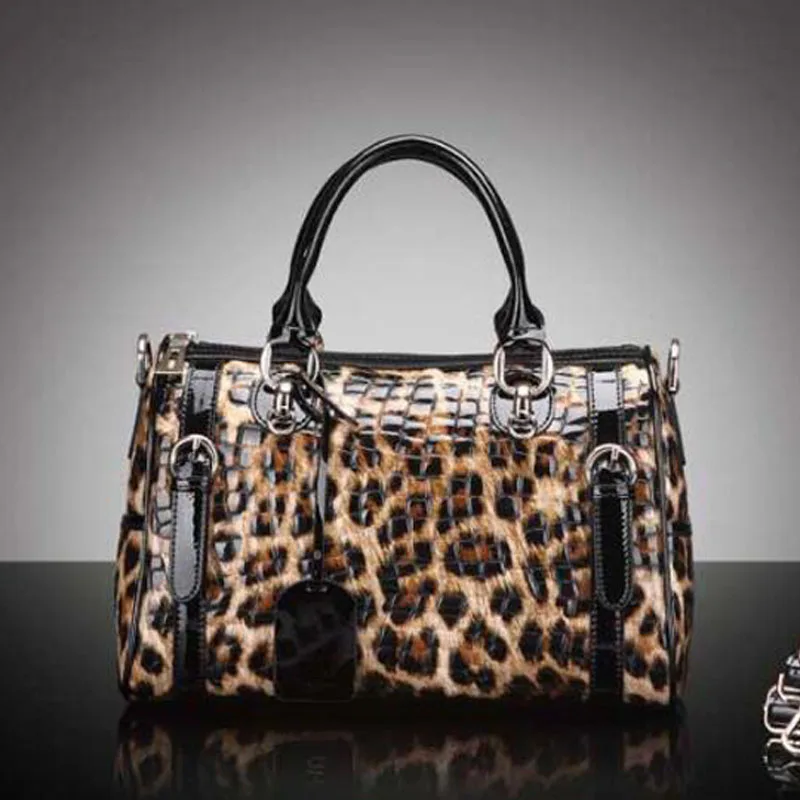 

Luxury Women Genuine Leather Handbags 2021 Fashion Leopard Women's bag High Quality Designer Lady Cowhide Tote Shoulder bags