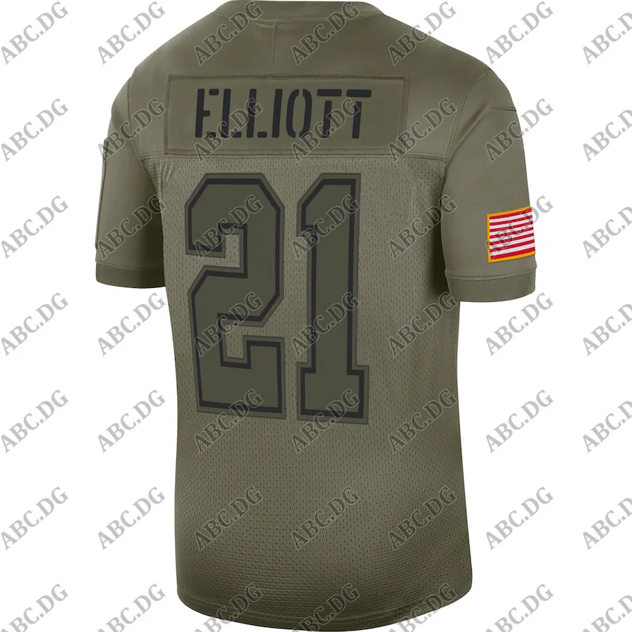 

Customized Stitch American Football Jersey Men Dallas Ezekiel Elliott Olive 2019 Salute to Service Limited Jersey