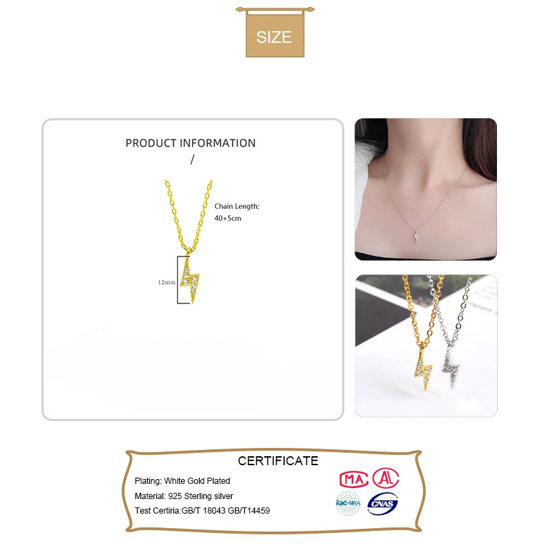 Женское ожерелье из серебра 925 пробы с подвеской-молнией | Украшения и аксессуары