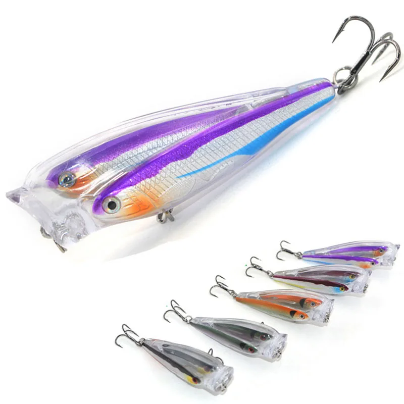 

AS 1pc 75mm 17g Popper Fishing Lure Wobbler Topwater Artificial Hard Bait Floating Good Action for Sea Tuna Bass