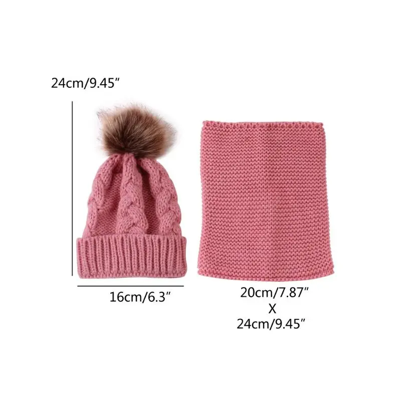 38-Red 2 шт./компл., модные вязаные шапки для новорожденных, теплый помпон, Круглый машинный колпачок, защищает шапка с ушками, детская зимняя шапка s+ наборы с шарфом 0-3 лет - Цвет: 38-Red