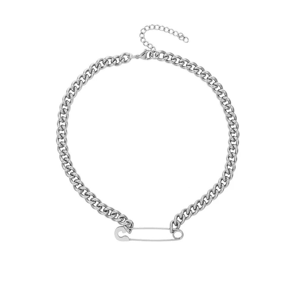 

2021 New Pin Charm Choker Necklaces For Women Men 316L Stainless Steel Link Chain Jewelry Accessories Punk Figaro Chain