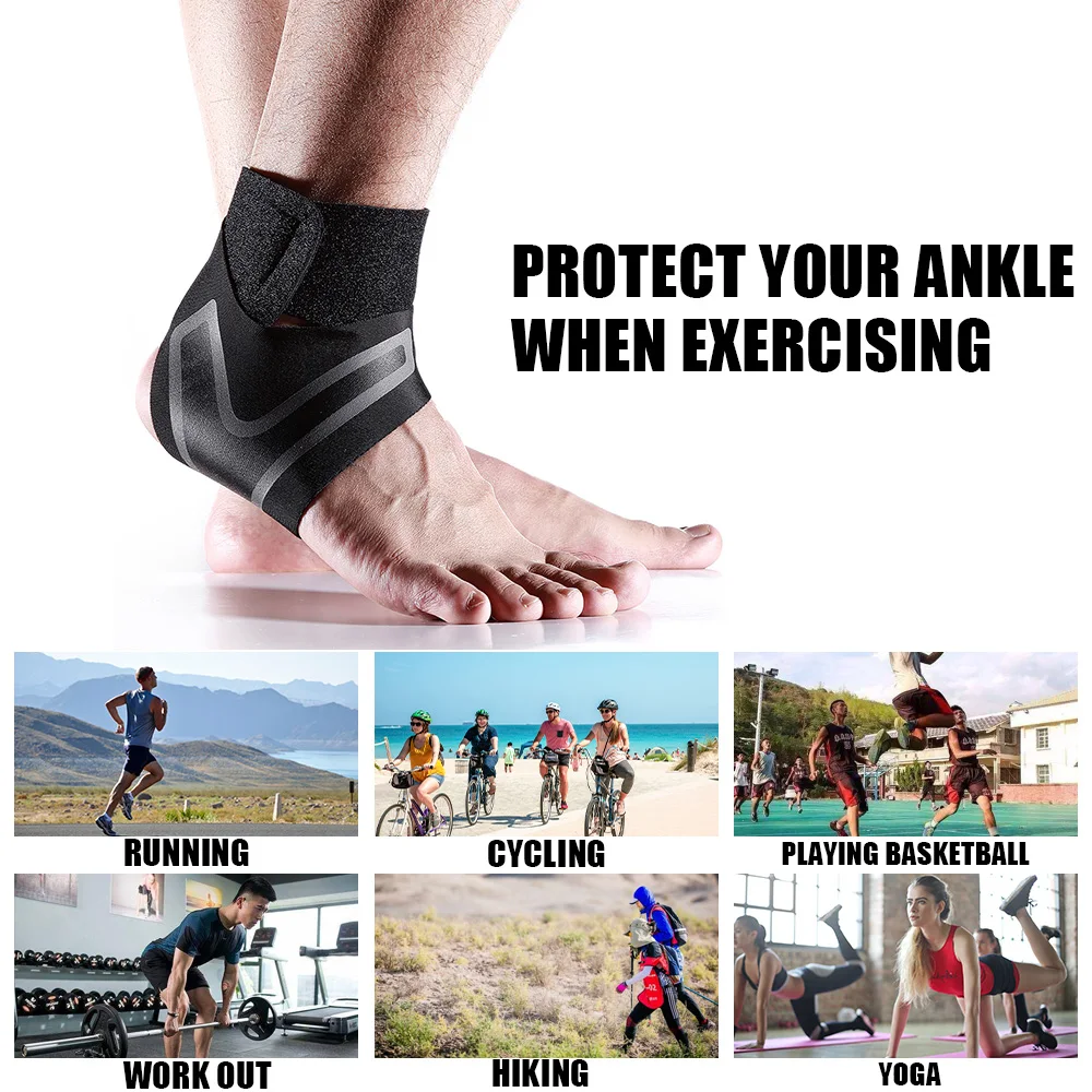 

One Pair Unisex Ankle Support Brace Foot Bandage Sprain Prevention Stretchable Adjustable Fitness Foot Protection Ankle Guard