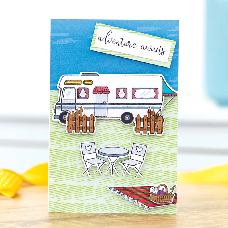 Тема кемпера штампы и 2020 Приключения набор штампов для самостоятельного