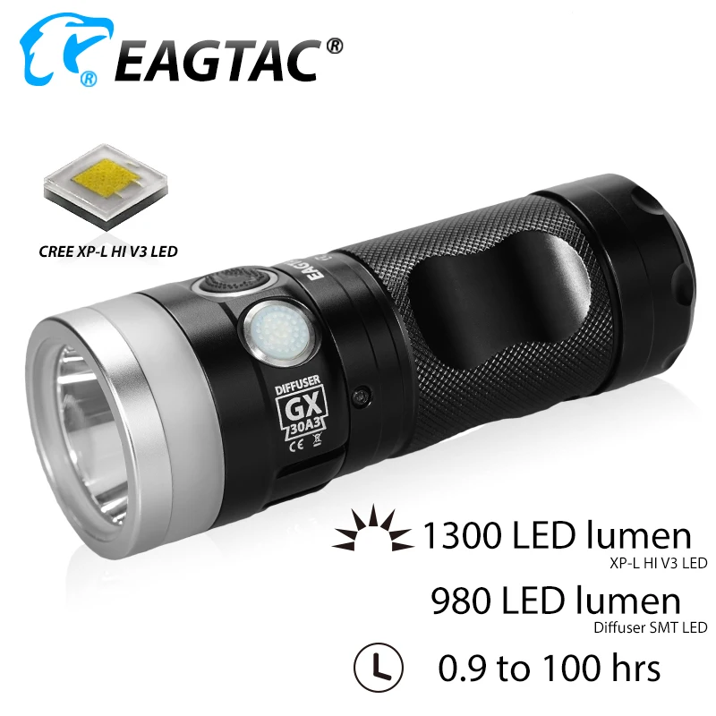 EAGTAC GX30A3D диффузор ультра компактный 2330 люмен CREE светодиодный фонарик EDC Точечный