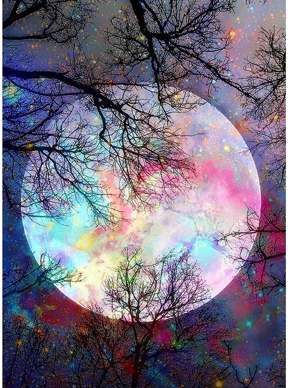 

DIY 5D Diamond Painting Moon By Number Kits Bright Moon Full Drill Diamond Art Embroidery Picture Arts Craft Wall Decor 12x16in