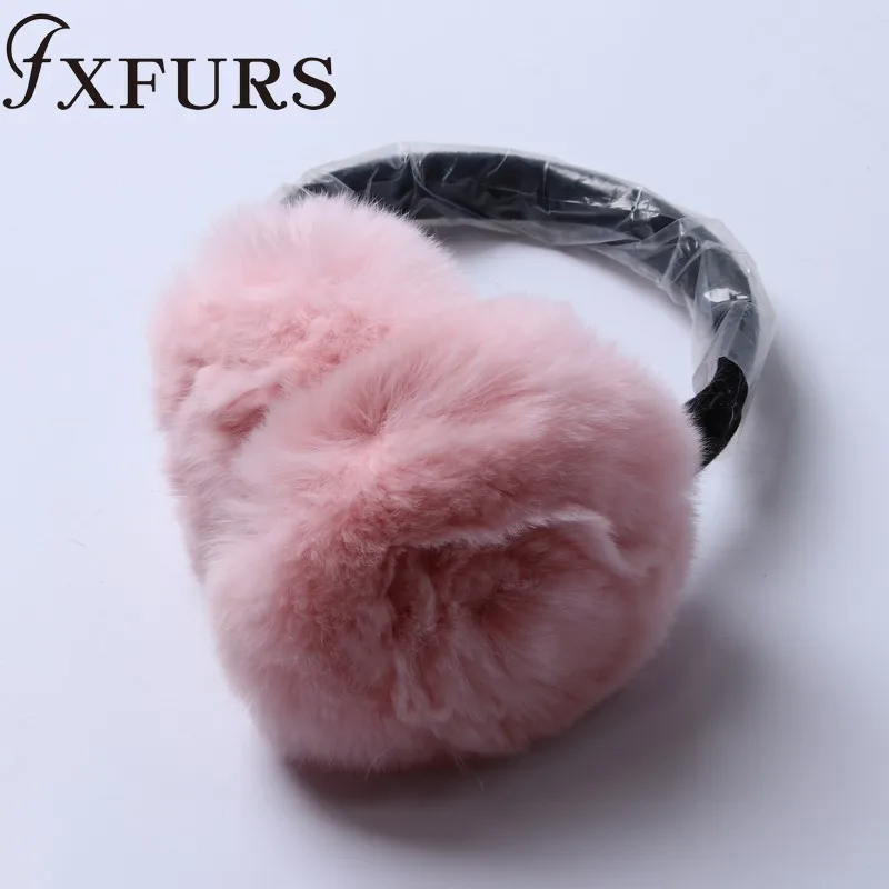 ZDFURS* зимние наушники с натуральным кроличьим мехом, теплые наушники, прекрасная роза, ушные сережки, русские женские, из натурального меха, плюшевые наушники, натуральный мех - Цвет: pink