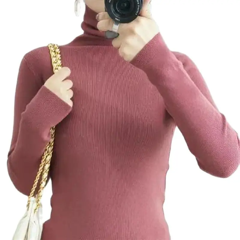 

Fashion Plus Size Autumn 2021 Women's Clothing Turtleneck sweater Ladies Pullover Korean Fashion Slim Knit Bottoming Shirt
