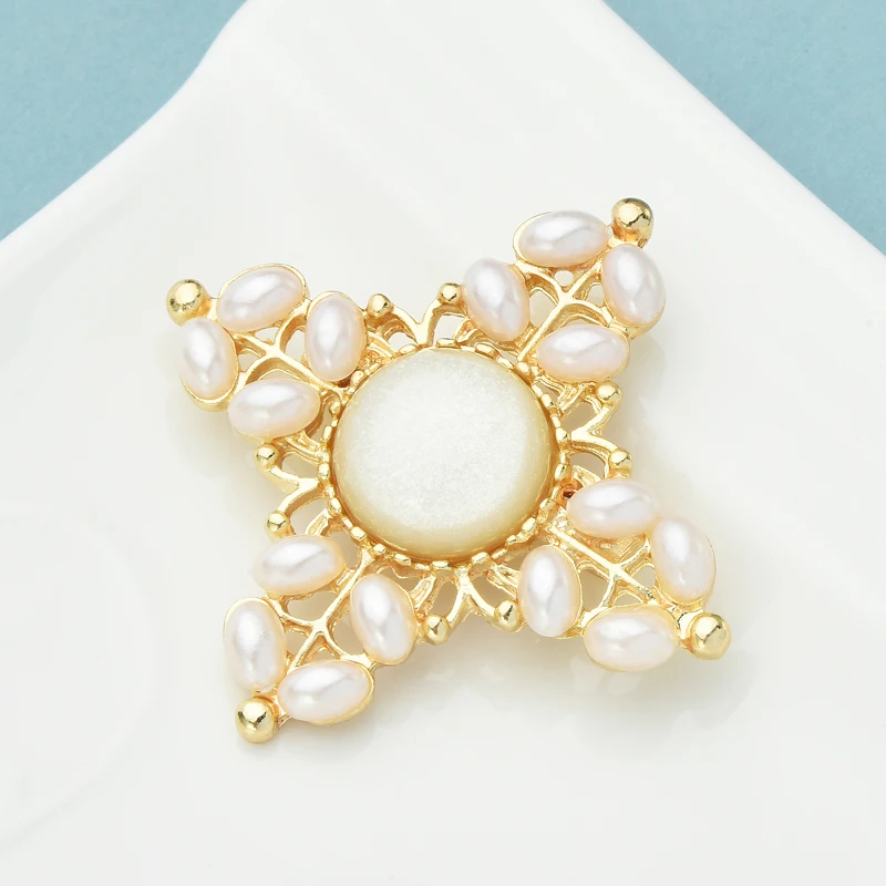 

Wuli&baby Pearl Cross Brooches For Women Men Party Office Brooch Pins Gifts