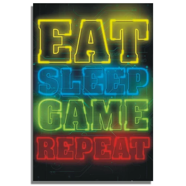 

Eat Sleep Game Repeat Tin Metal Sign Door Notice 12''x8''