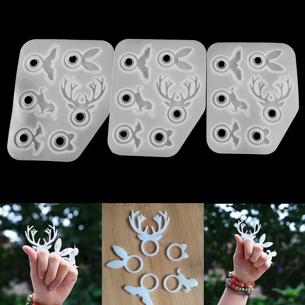 

1pcs Unicorn Elk Cat Rabbit Wings Ring Silicone Mold Crystal Ring Pendant Epoxy Resin Molds For DIY Jewelry Making Tools