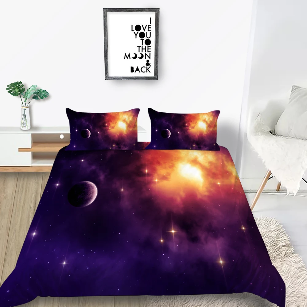 Комплект постельного белья с рисунком облаков и звездного неба мягкий