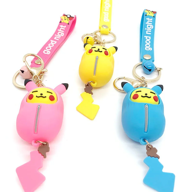 

Cartoon Anime Dolls Keychain PVC Sleeping Bag Pikachu Action Figure Keyring Kawaii Anima Mini Figure Model Kids Children Gift