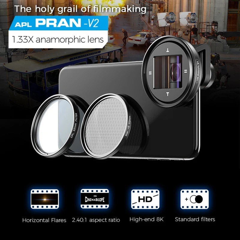 Анаморфный Мобильный объектив APEXEL 1 33x 4K UHD широкоформатный для видеосъемки линзы