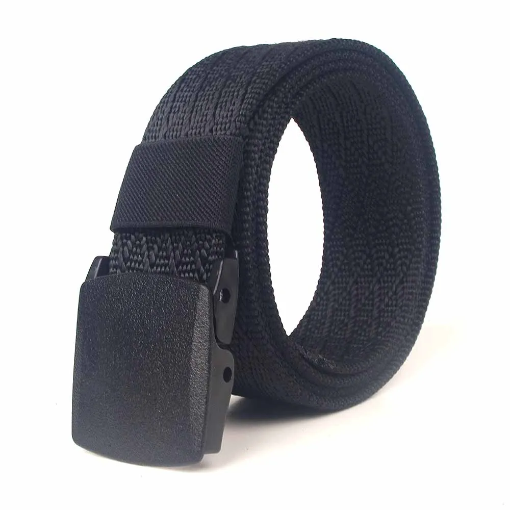 

Newest Style Black Men's Military Tactical Web Belt Canvas Webbing Plastic Buckle in Stock