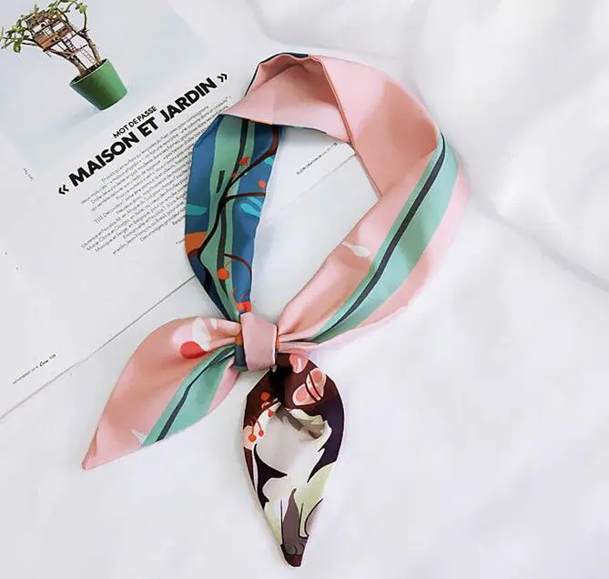 

L973 новый небольшой шейный платок шелковый шарф модная резинка для волос в Корейском стиле с ручкой ленты для женщин аксессуары