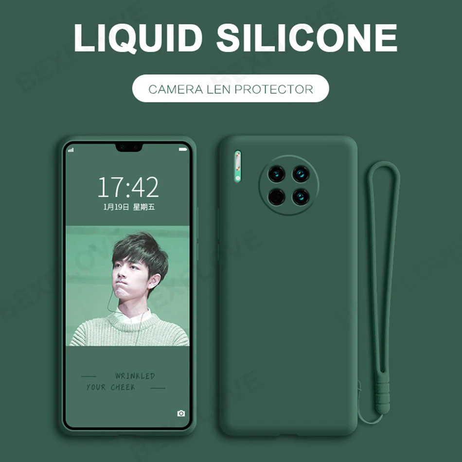 Чехол для Huawei P20 P30 P40 Lite Mate 20 30 Pro Plus Y6 Y7 Y9s 2019 Honor Nova 5T Оригинальный чехол из жидкого