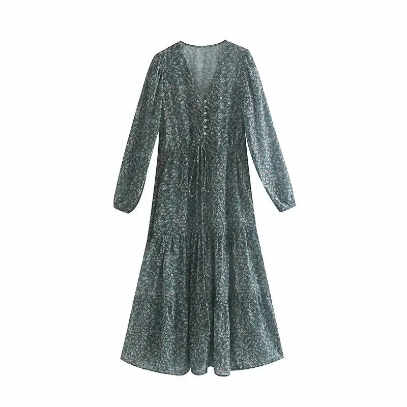 QZ930 женское платье с v образным вырезом и пуговицами приталенное Плиссированное