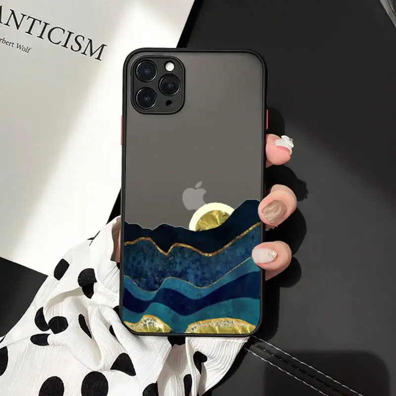 

Mountain Marble Moon Phone Cases matte transparent For iphone 7 8 11 12 plus mini x xs xr pro max cover