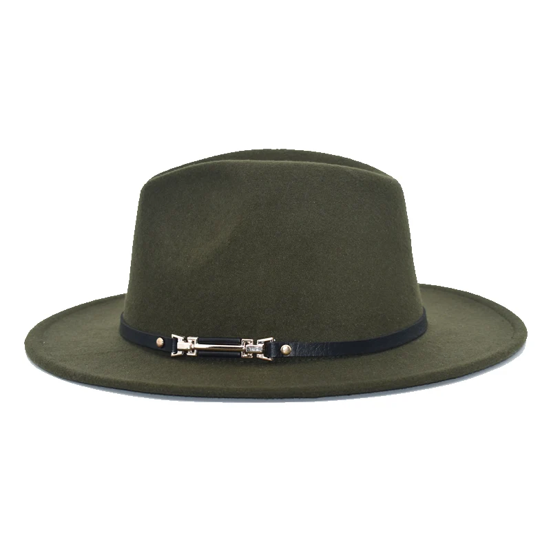 New Elegant Ladies Fedora Hat Men Black Belt Cap Ladies Spring Wool Hat Black Jazz Hat Fedora F56