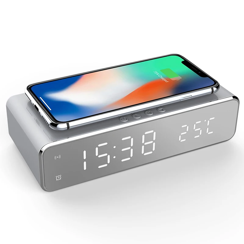 Fast Wireless Charger LED Alarm Clock Phone Charging Pad Thermometer For IPhone 11 Pro XS Max X 8 Plus Samsung | Мобильные телефоны