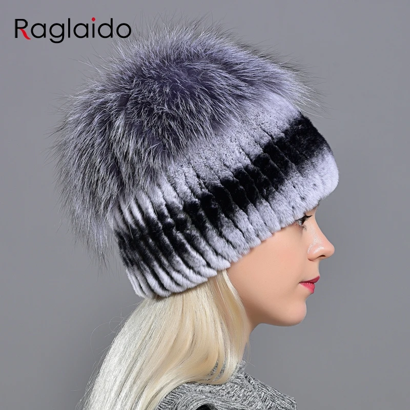 winter women hats fox rabbit fur pompom skullies beanies warm elastic fashionable fluffy thick outdoor stylish natural fur hats