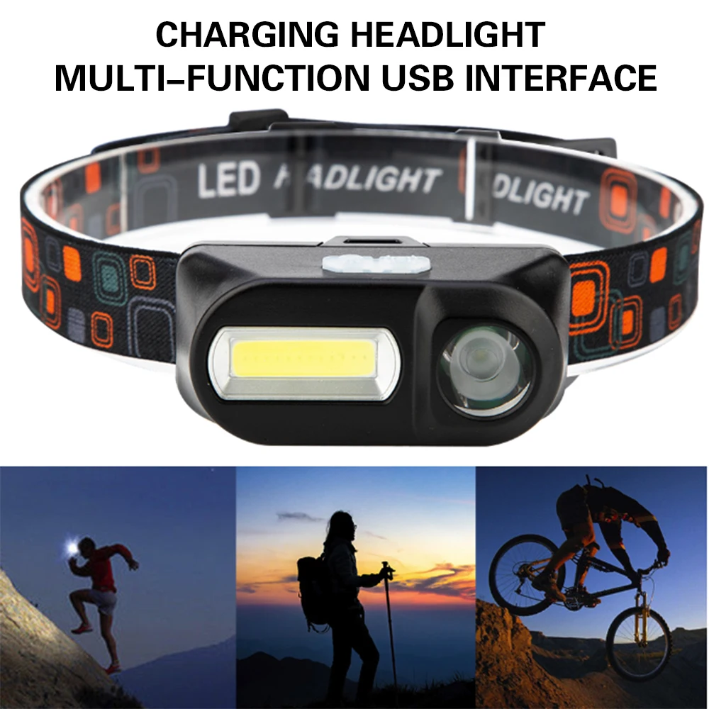 Открытый Кемпинг мини-cob LED фары USB зарядка рыболовные Налобные фонари фонарь кемпинг туристический нож фонарик