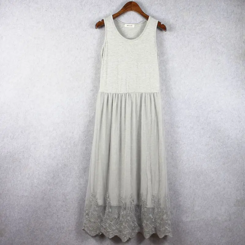 

Long embroidered lace dress Modal stitching bottoming camisole skirt New product lined petticoat