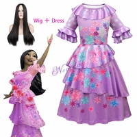 anime encanto cosplay isabella purple dress girls princess costume children fancy dress with wig carnival party kids cosplay