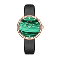 ladies elegant quartz watch stainless steel round temperament green disc leisure bracelet klas brand
