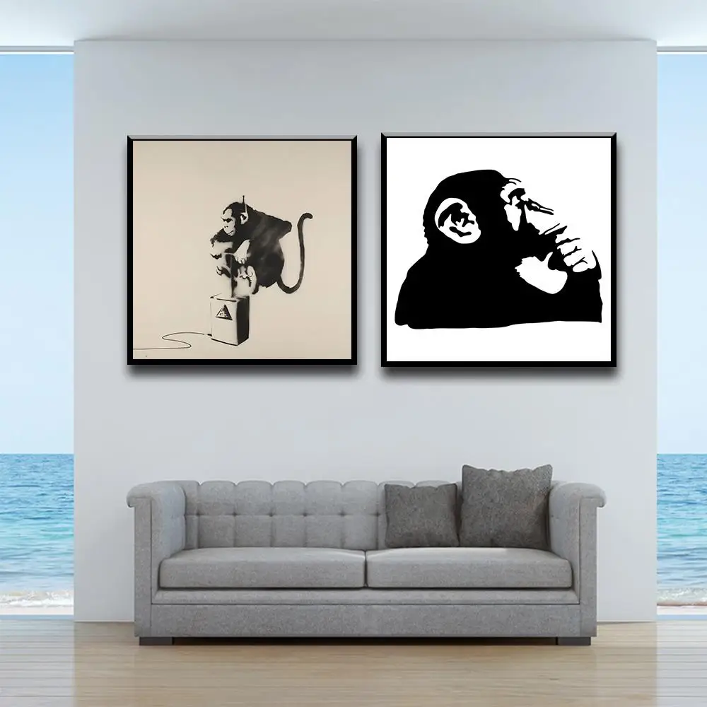 Скандинавский Бэнкси Обезьяна холст картины плакаты и принты настенное