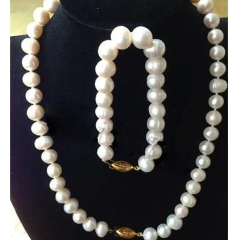 

New 9-10MM WHITE FRESHWATER PEARL NECKLACE Bracelet