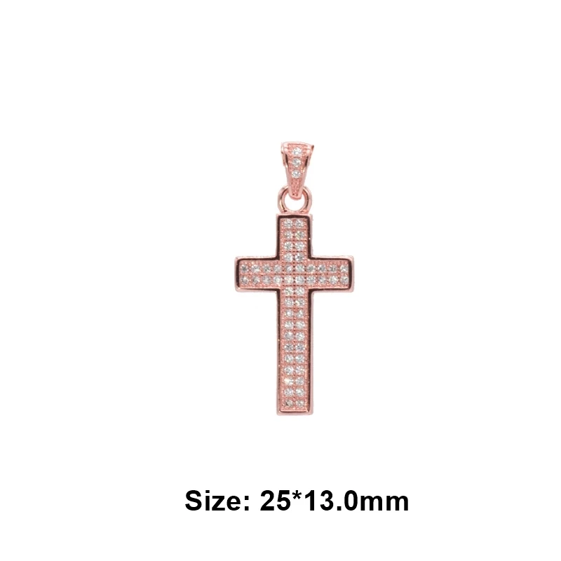 Rose Gold Juya Micro Pave Циркон Религиозная Христианская подвеска в форме Креста для ручной работы Иисуса христианского браслеты Изготовление ювелирных ожерелий - Окраска металла: Rose Gold