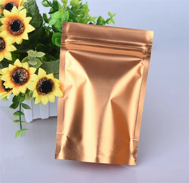 

Wholesale 50pcs Matte Gold Stand up Aluminum Foil Zip-lock Bag Snack Cookie Coffee Chocolate Powder Socks Gifts Packaging Bags
