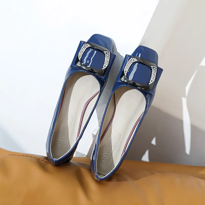 

Korean Shoes Autumn Female Footwear Shallow Mouth Patent Leather Ballet Flats Casual Sneaker Square Toe 2021 Fall Dress Summer