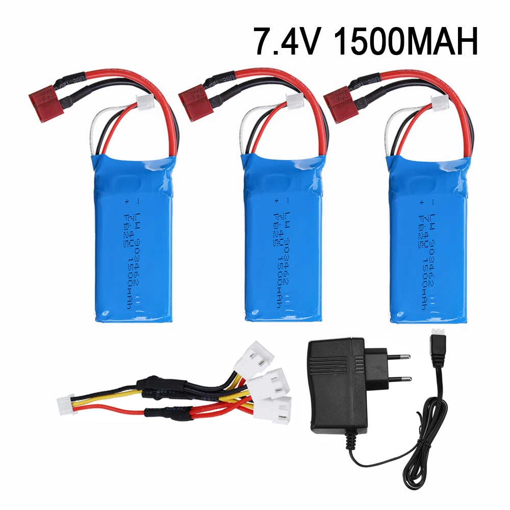 

7.4V 1500mah Li-po Battery + charger for WLtoys 144001 V913 L959 L202 TY923 FT009 RC Boat for Q39 RC Car Spare Parts