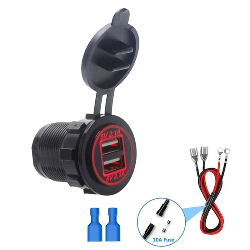 

4.2A Dual USB Car Charger Car Cigarette Lighter Socket Adapter LED Light 12V-24V ZH Auto Replacement Parts Interior Parts