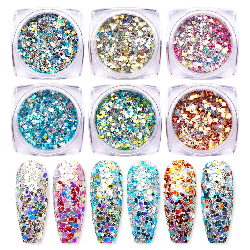 6 шт./компл. искусственное зеркальное украшение с блестками|Блестки для ногтей| |