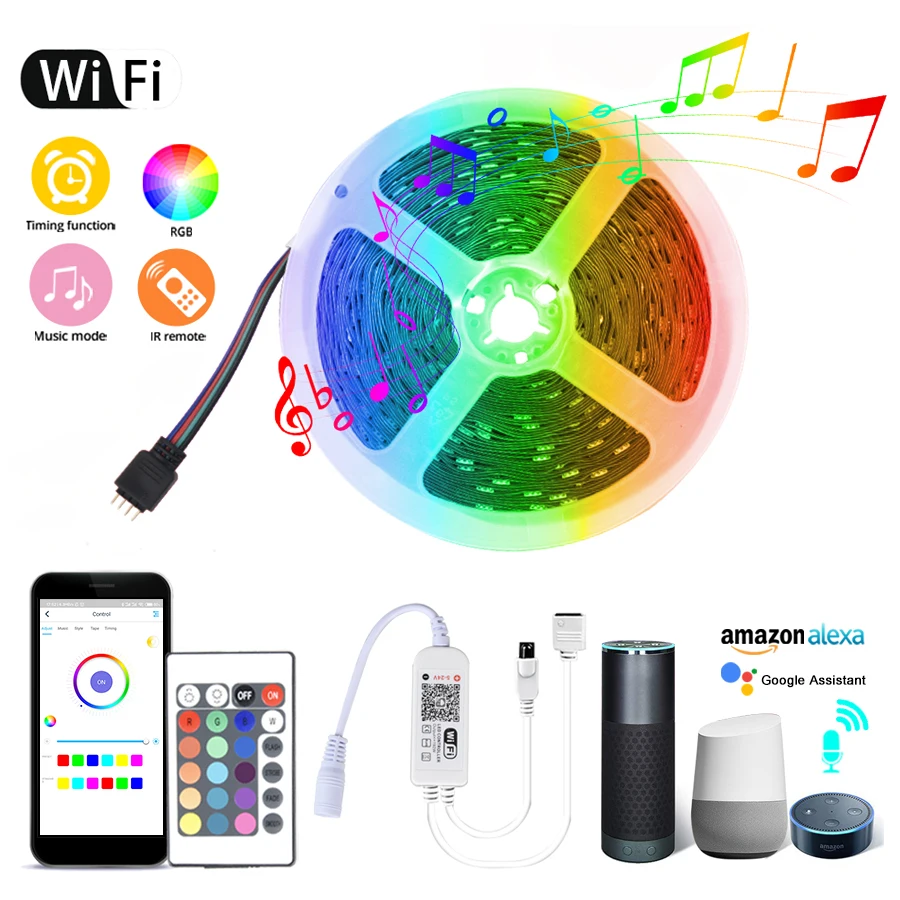 Умный Wifi светодиодный ленточный светильник для работы с Alexa Echo Google Home Голосовое