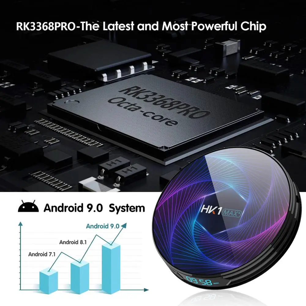 HK1 MAX Plus RK3368 Pro Восьмиядерный Android 9 0 ТВ приставка 4 Гб 128 64 ГБ 32 2 5 двойной WiFi 1000 м LAN