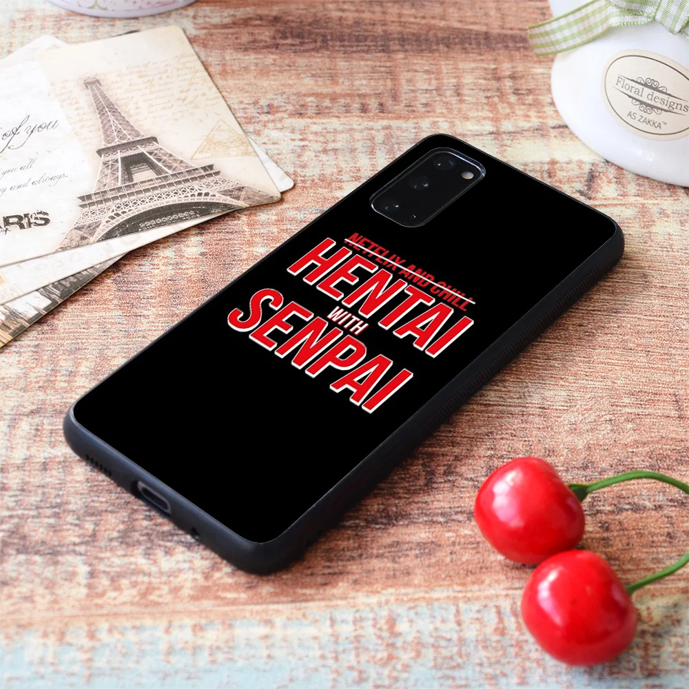 

For Samsung Galaxy Netflix and chill - HENTAI with SENPAI (red and white version) Soft TPU border Samsung Galaxy Case