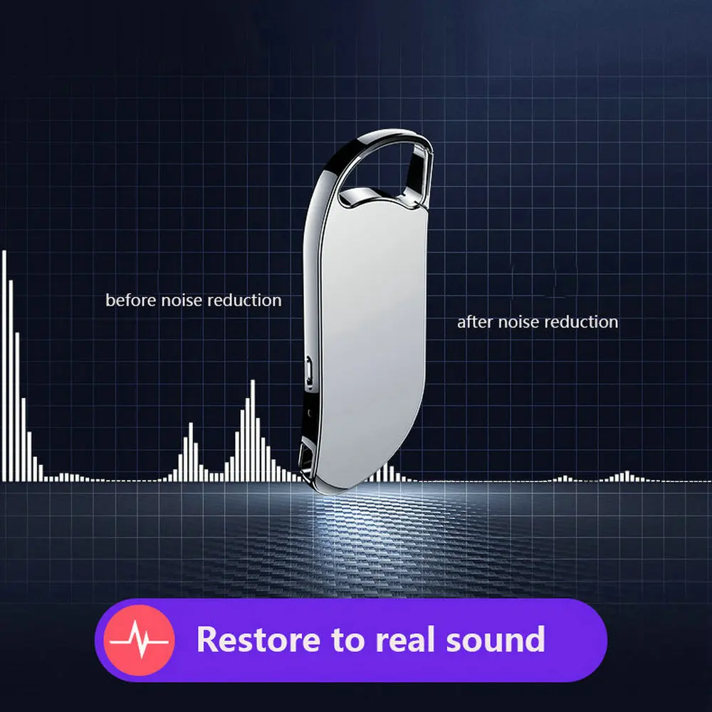 

2021 Portable Voice Recorder Keychain Digital Voice Activated Recording USB Flash Drive Silver Audio Sound Dictaphone MP3 Player