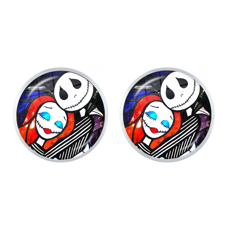 Новый Джек Скеллингтон и Салли стекло кабошон серьги-гвоздики амулеты Хэллоуин