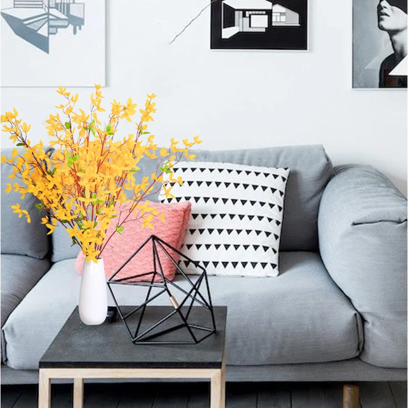 Erxiaobao желтые японские Искусственные цветы с зелеными листьями | Дом и сад