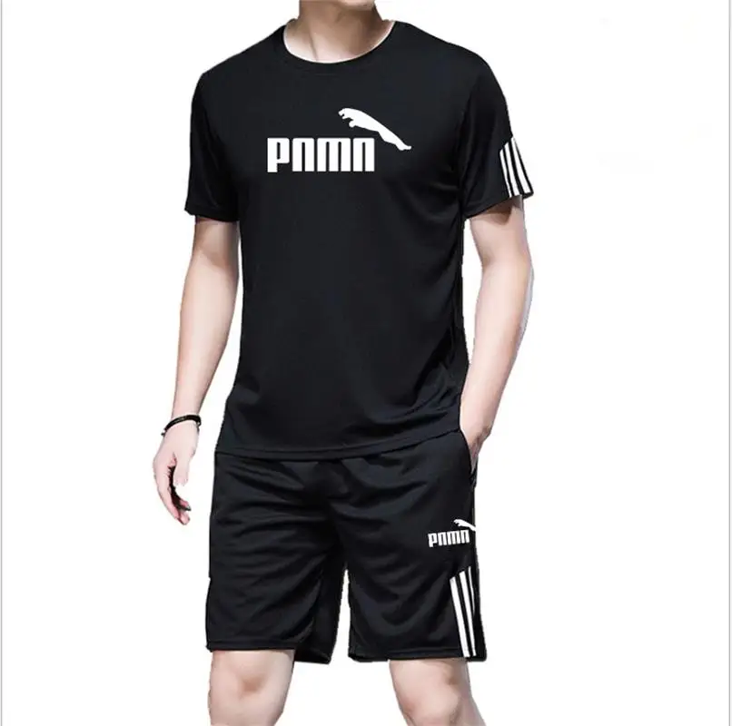 Summer Casual Male Tracksuit Clothing Men Set Fitness Suit Sporting Suits Short Sleeve T Shirt + Shorts Quick Drying 2 Piece | Спорт и