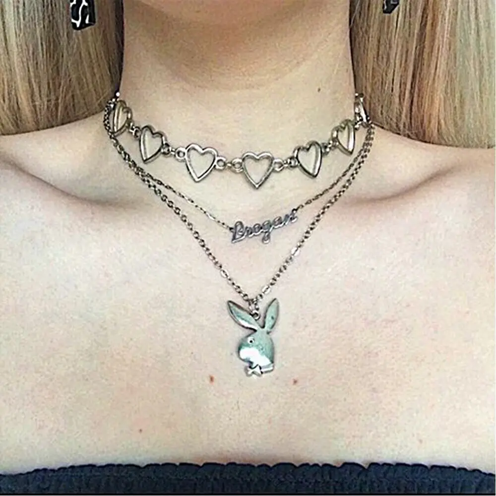 

ins Steel Ball Pendant Necklace Rabbit Necklaces Couple Rabbit Clavicle Chain For Women Men Fashion Jewelry Gifts