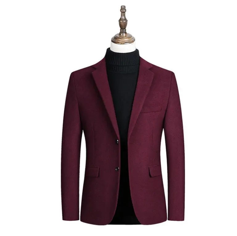 

Mens Red Party Suit Jackets Wedding Dress Wool Coats Men Slim Fit Casual Blazer Hombre 2020 Autumn Winter