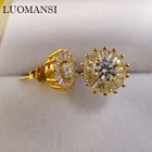Серьги-гвоздики Luomansi 100% карат 5 мм с супер-вспышкой D цвета с мусанитом пройдено алмазное тестирование-S925 Серебряные вечерние велирные изделия для вечеринки подарок на день рождения